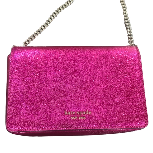 Kate Spade Spencer Metallic Pink Chain Strap Crossbody Wallet - Picture 4 of 17